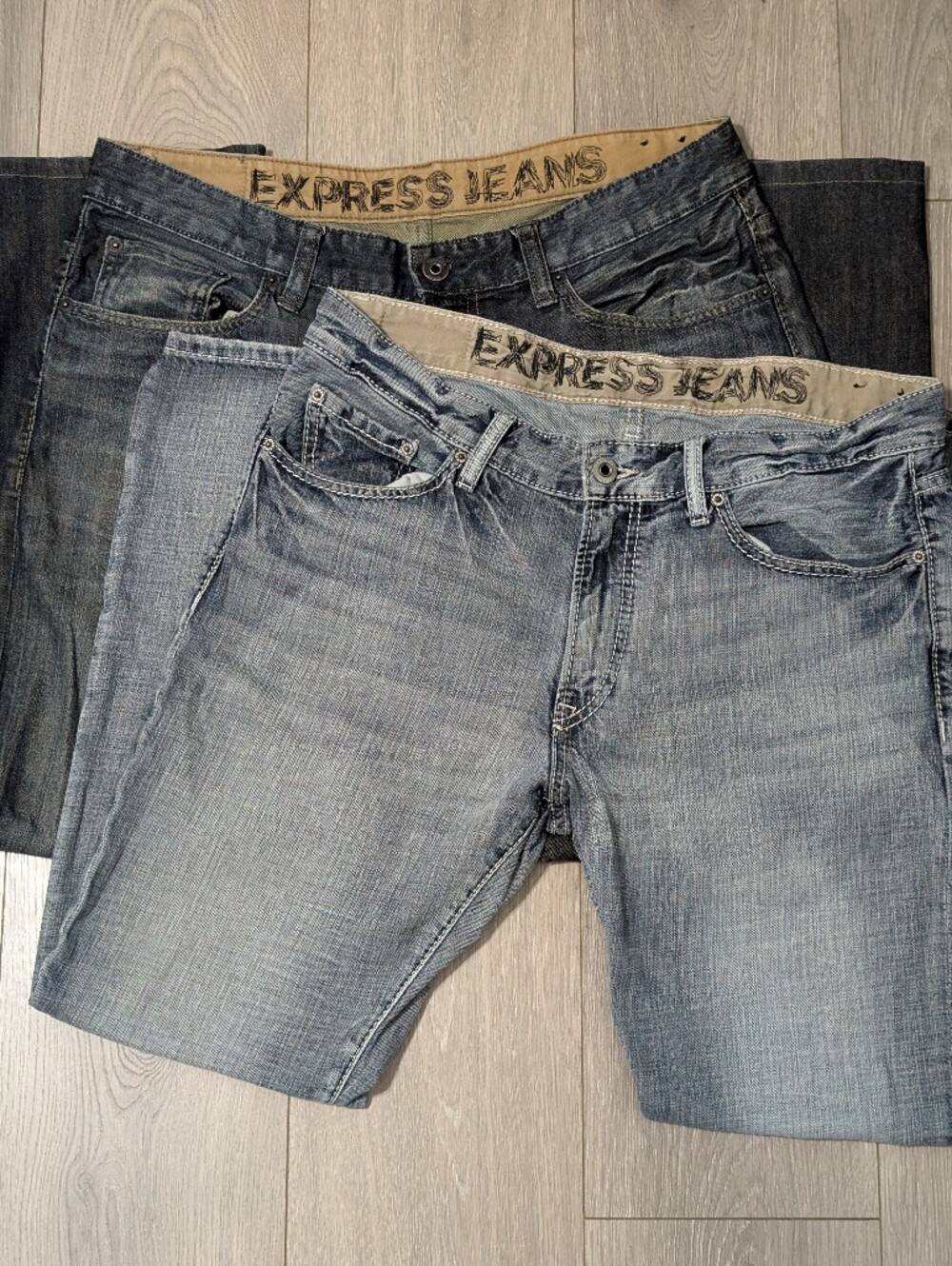 Bundle Of 2 Men's Express Jeans•Loose Stretch & Slim•Low Rise/Boot Cut•34x30👖👖 - Picture 1 of 15